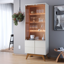 Ver imagem 4 de Cristaleira Chicago 160cm 3 Portas Adega Vinhos Detalhe Chanfrado Off White Freijó