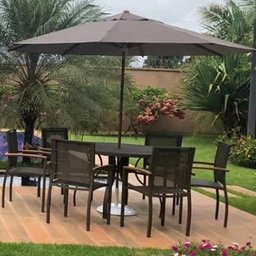 Jogo Conjunto de Mesa 6 Cadeiras de Alumínio com Guarda Sol - 3