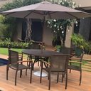 Ver imagem 1 de Jogo Conjunto de Mesa 6 Cadeiras de Alumínio com Guarda Sol