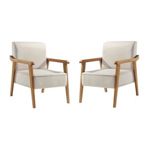 Kit 2 Poltronas Decorativa Sala Estar Linho Offwhite Lia