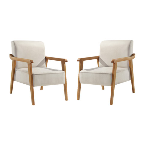 Kit 2 Poltronas Decorativa Sala Estar Linho Offwhite Lia