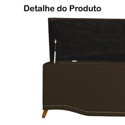 Calçadeira Recamier Baú Casal King 195cm Greta Suede Marrom - DS Estofados - 3