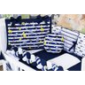 Kit Berço Protetor Completo Safari 12 peças com Bandeirola - Azul Marinho - 2