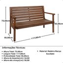 Ver imagem 4 de Namoradeira Rústica 2 Lugares em Madeira Maciça - Natural