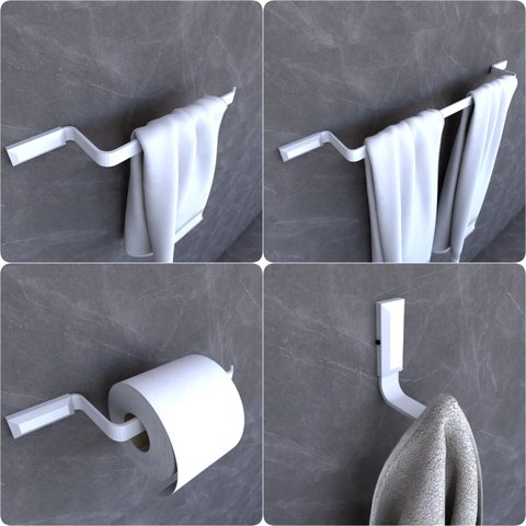 Kit Acessórios Para Banheiro Branco Empire 4 peças