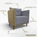 Ver mais imagens de Kit 2 Poltronas Decorativa para Sala Recepção Consultório Aviv Luxo Corino e Linho