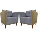 Ver imagem 1 de Kit 2 Poltronas Decorativa para Sala Recepção Consultório Aviv Luxo Corino e Linho