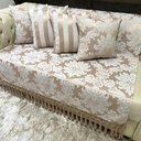 Ver imagem 1 de Kit 1 Manta Medalhão e 4 Capas de Almofadas Bege Cobre 45cmx45cm