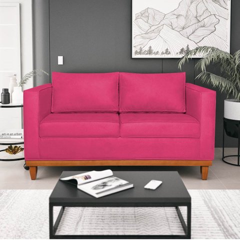 Sofá 2 e 3 Lugares Europa 180 cm Estilo Conforto e Elegância Suede Pink - Amarena Móveis