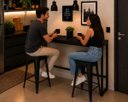 Ver imagem 3 de Mesa Jantar Aparador Bancada Alta Industrial 120x80cm Tampo Preto Pés Preto
