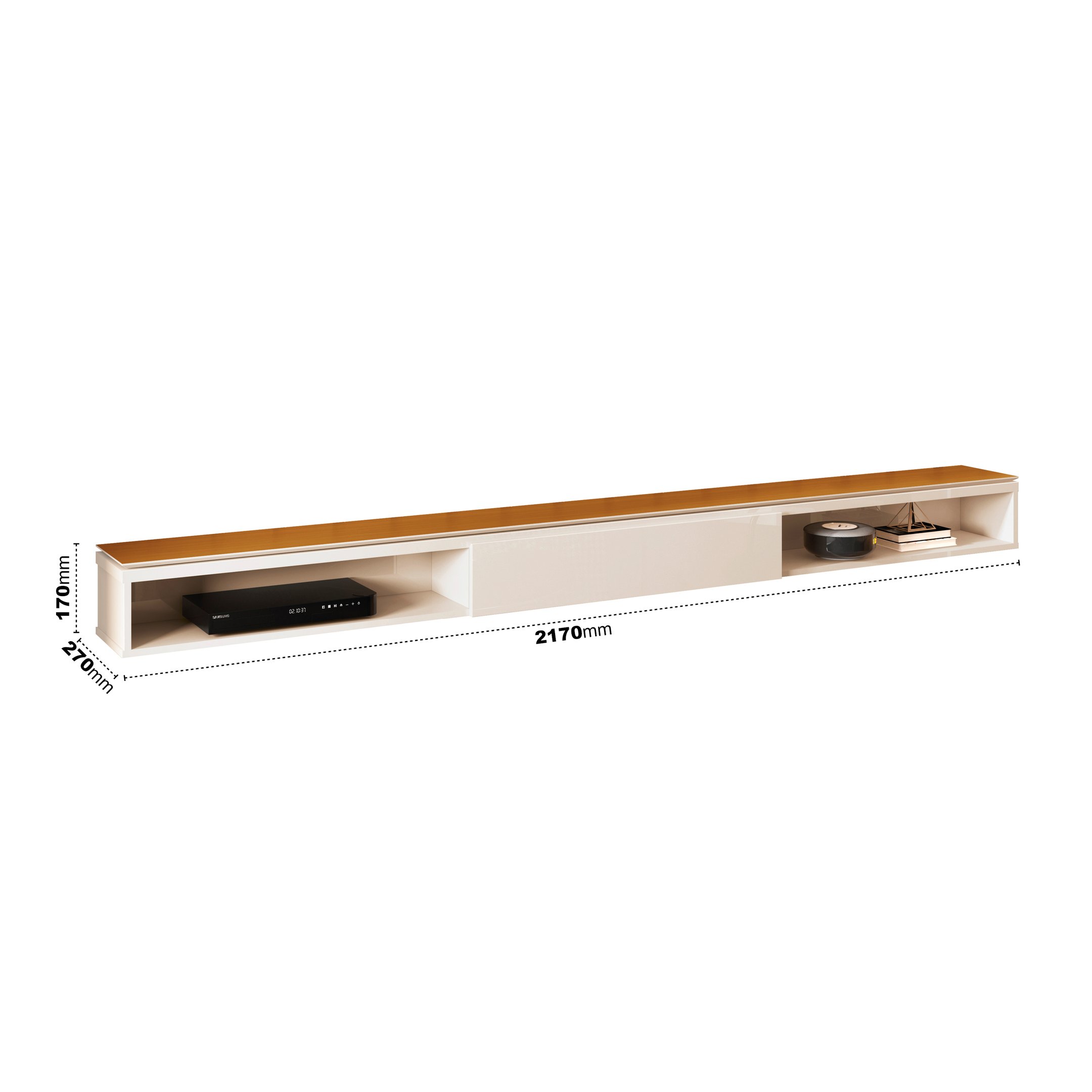 Nicho Universal Bancada para Painel e Parede Edn 1.80cm Edn:off White/cedro - 3