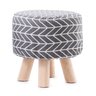 Puff Banqueta Redonda estampa Geométrica Cinza e Branco - 1