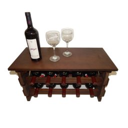 Adega Vinho Madeira 10 Garrafas Tipo Mesinha Cor Imbuia C05 - 3