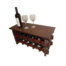Adega Vinho Madeira 10 Garrafas Tipo Mesinha Cor Imbuia C05 - 2