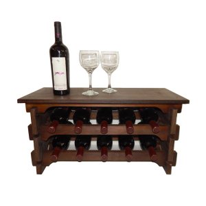 Adega Vinho Madeira 10 Garrafas Tipo Mesinha Cor Imbuia C05