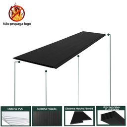 Forro de PVC 8mm 10 UN AZN - Preto - 6