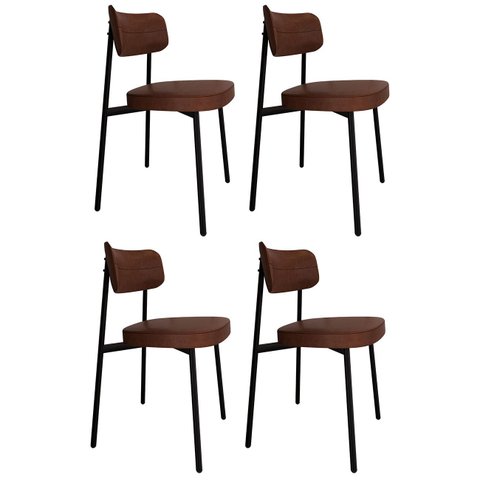Cadeira de Jantar Estofada Kit 4 Ella M25 Sintético Whisky - Mpozenato