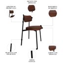 Ver imagem 3 de Cadeira de Jantar Estofada Kit 4 Ella M25 Sintético Whisky - Mpozenato