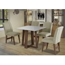 Ver imagem 1 de Mesa Quadrada Sala de Jantar com 4 Cadeiras Cedro/Off White Athenas Dobuê 90x90