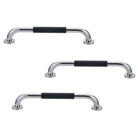 Barra de Apoio 30cm Inox Suporte Antiderrapante Kit 3 Unidades Banheiro Box Idoso Gestante Criança C