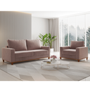Ver imagem 1 de Conjunto Estofado Living 3 Lugares + 1 Poltrona Napoles Veludo Rosa - Casa Giulia