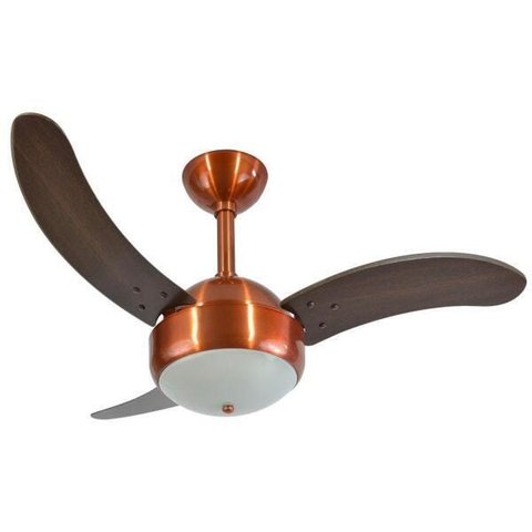 Ventilador de Teto Cobre com 3 Pás MDF Tabaco 220 V