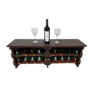Adega Vinho Madeira 16 Garrafas Tipo Mesa Cor Imbuia C08