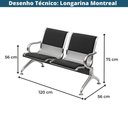 Ver imagem 4 de Longarina 2 Lugares Montreal Or Design 120 Cm (larg) Aço Cromado com Braços Externos
