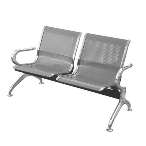 Longarina 2 Lugares Montreal Or Design 120 Cm (larg) Aço Cromado com Braços Externos