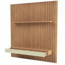 Ver imagem 1 de Painel Suspenso Roof Tb187 Ripado Cor Freijo e Off White com 2 Gavetas 223 Cm - 69990