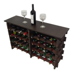 Adega Vinho Madeira 32 Garrafas Tipo Mesa Cor Imbuia C08 Cevey Adegas e Artesanatos - 2