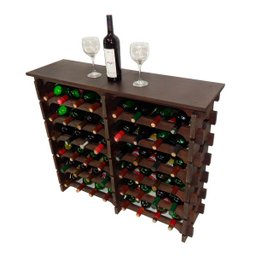 Adega Vinho Madeira 48 Garrafas Tipo Mesa Cor Imbuia C08 Cevey Adegas e Artesanatos - 2