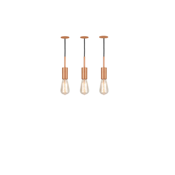 Kit 3 Lustre Pendente Cordão Copo Cobre com Caninho - 1