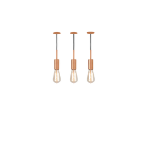 Kit 3 Lustre Pendente Cordão Copo Cobre com Caninho