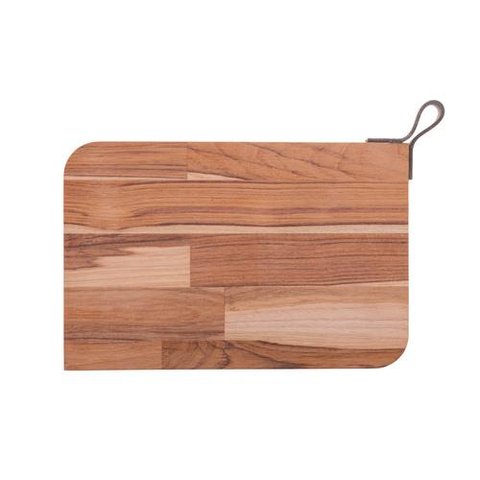 Tabua de Madeira C/alca em Couro Teca 33cm