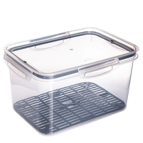 Pote Hermético Trava Mais 2,6 Litros com Escorredor Preto Plasutil Ref.14346