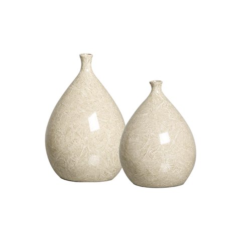 Vasos de Cerâmica para Decoração de Sala Dupla Mimo Bege Petra