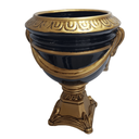 Ver imagem 1 de Vaso Decorativo Cerâmica Preto + Alto Relevo + Base em Ouro Velho