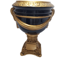 Ver imagem 5 de Vaso Decorativo Cerâmica Preto + Alto Relevo + Base em Ouro Velho