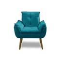 Ver imagem 2 de Poltrona para Sala Decorativa Opala Pés Madeira Suede Azul Turquesa Império Decor