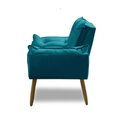 Ver imagem 3 de Poltrona para Sala Decorativa Opala Pés Madeira Suede Azul Turquesa Império Decor