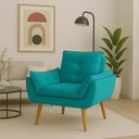 Ver imagem 6 de Poltrona para Sala Decorativa Opala Pés Madeira Suede Azul Turquesa Império Decor