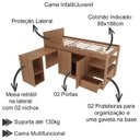 Ver imagem 5 de Cama Infantil Multifuncional Com Escrivaninha CM8021 Amendoa Tecno Mobili