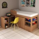 Ver imagem 1 de Cama Infantil Multifuncional Com Escrivaninha CM8021 Amendoa Tecno Mobili
