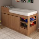 Ver imagem 3 de Cama Infantil Multifuncional Com Escrivaninha CM8021 Amendoa Tecno Mobili