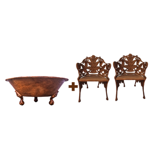 KIT MEU JARDIM LENHEIRO URUPEMA +2 POLTRONAS EM FERRO FUNDIDO PRONTO ARTES