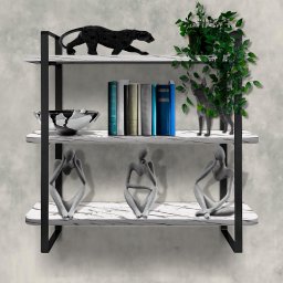 Prateleira Tripla Nicho Hone Modelo Industrial Decoração Casa 60x15 Preta/Vulcano - 2