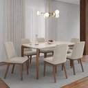 Ver imagem 1 de Conjunto de Jantar Mesa c/Vidro Donatella 6 Cadeiras Kalina - Soft Palha