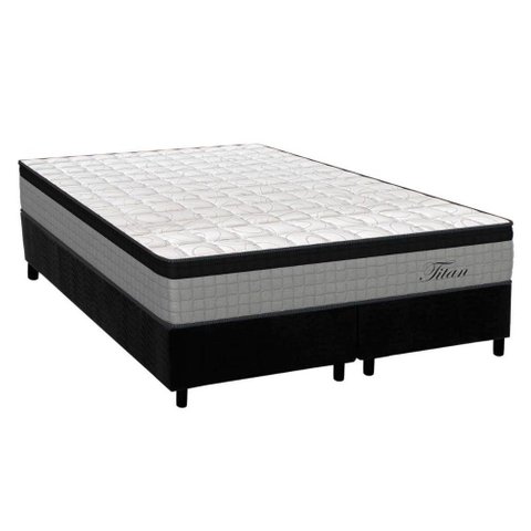 Cama Box King: Colchão Molas Ensacadas Orthoflex MasterPocket Titan + Base CRC Suede Black(