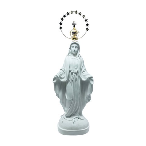 Imagem Nossa Senhora Das Graças com Coroa Gesso Branco 30 Cm